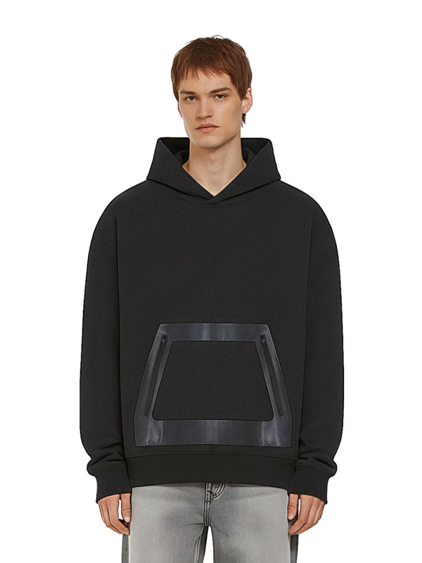 Vegan Leather Panel Hoodie