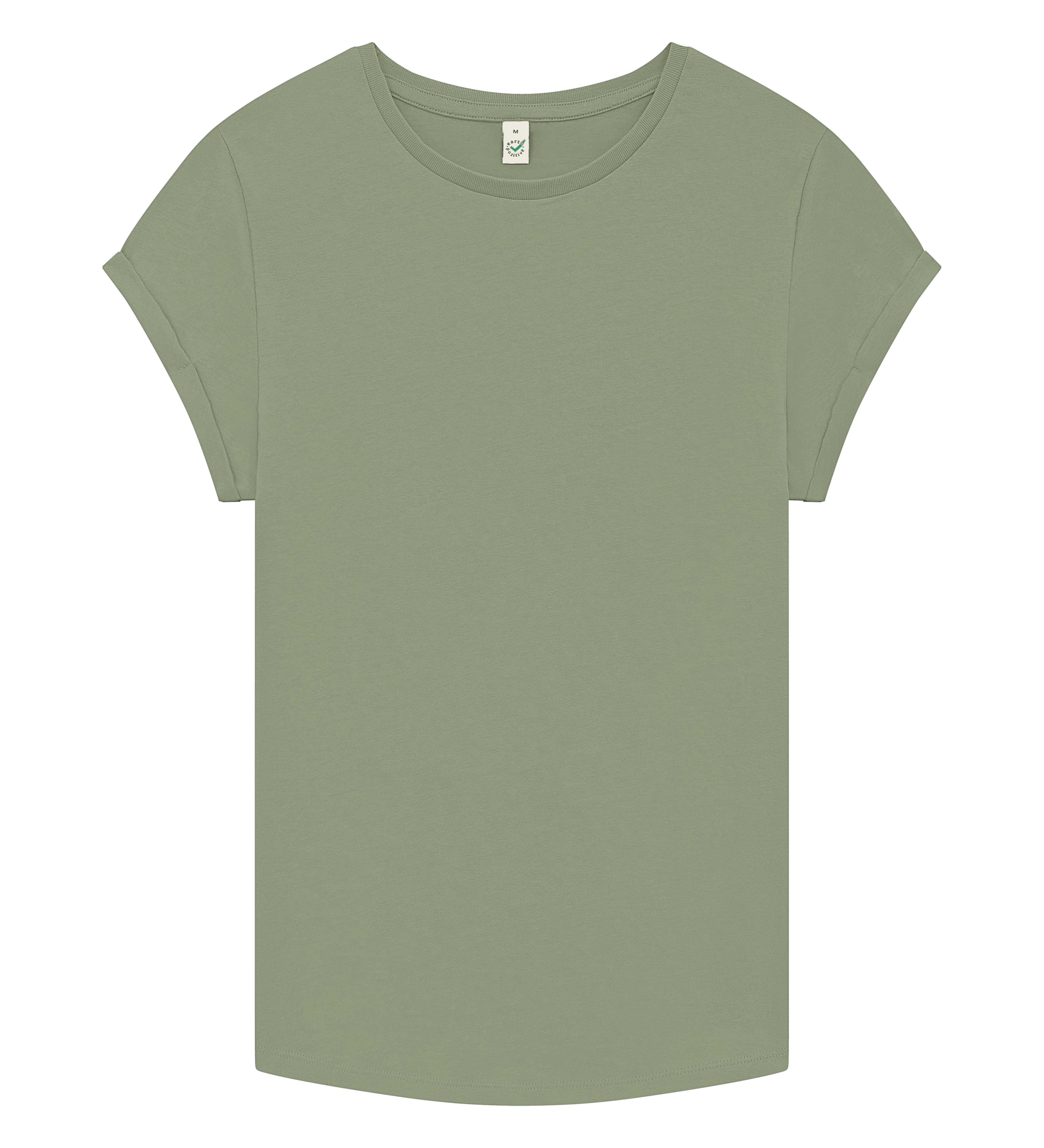 Earth Positive Women's Rolled Sleeve T-shirt EP16 in Light Olive