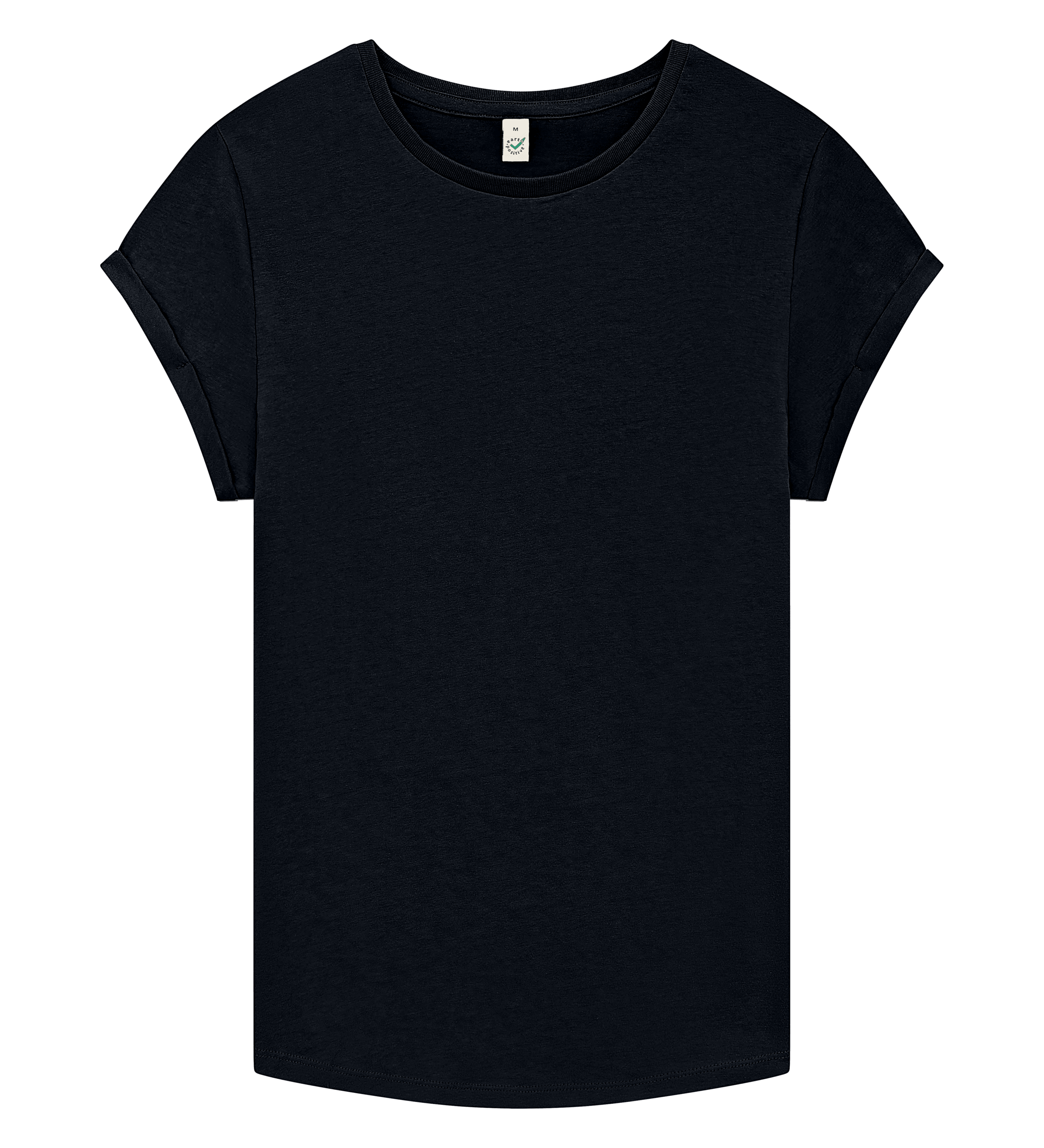 Earth Positive Women's Rolled Sleeve T-shirt EP16 in Stone Washed Black