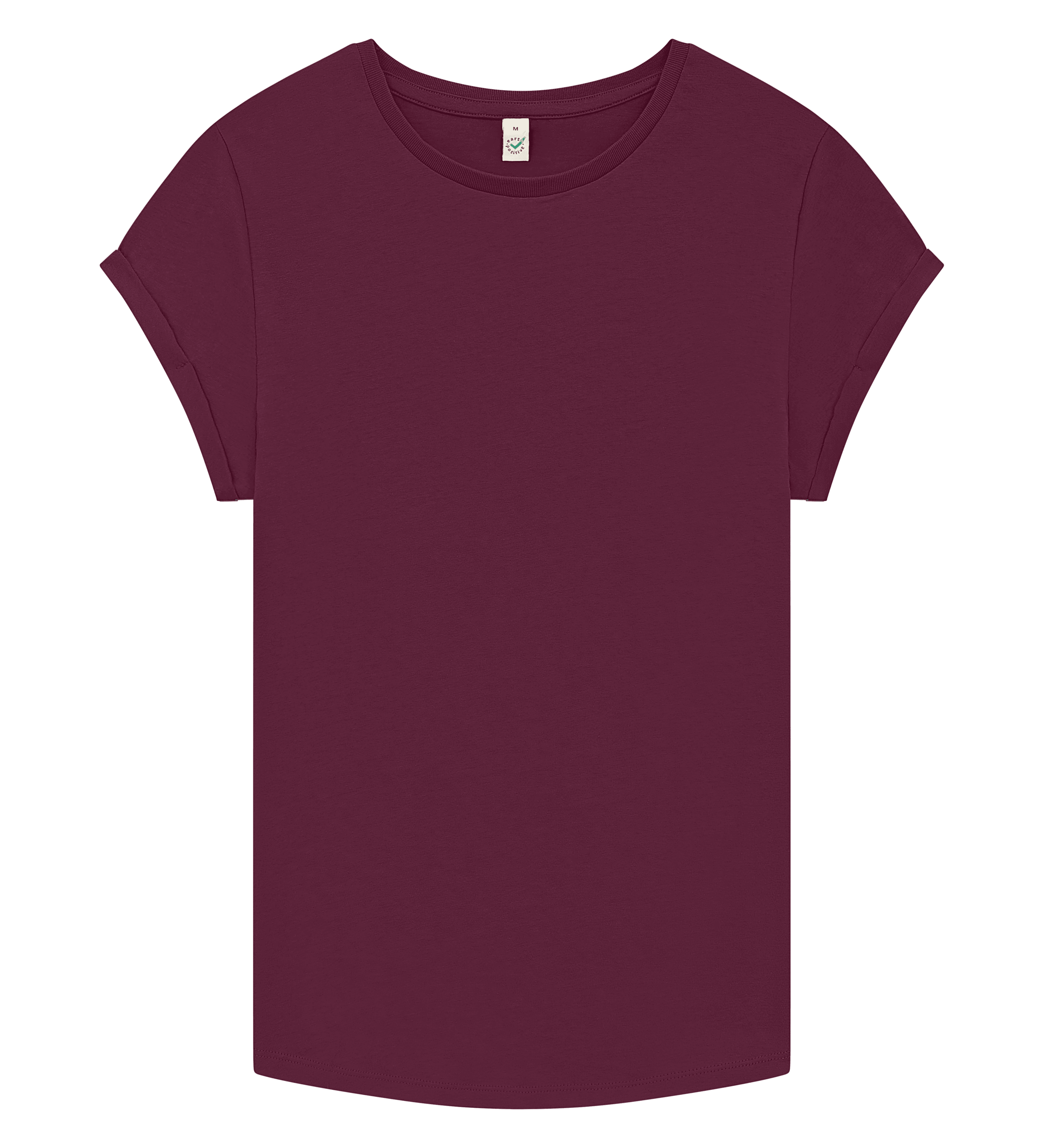 Earth Positive Women's Rolled Sleeve T-shirt EP16 in Stone Washed Burgundy