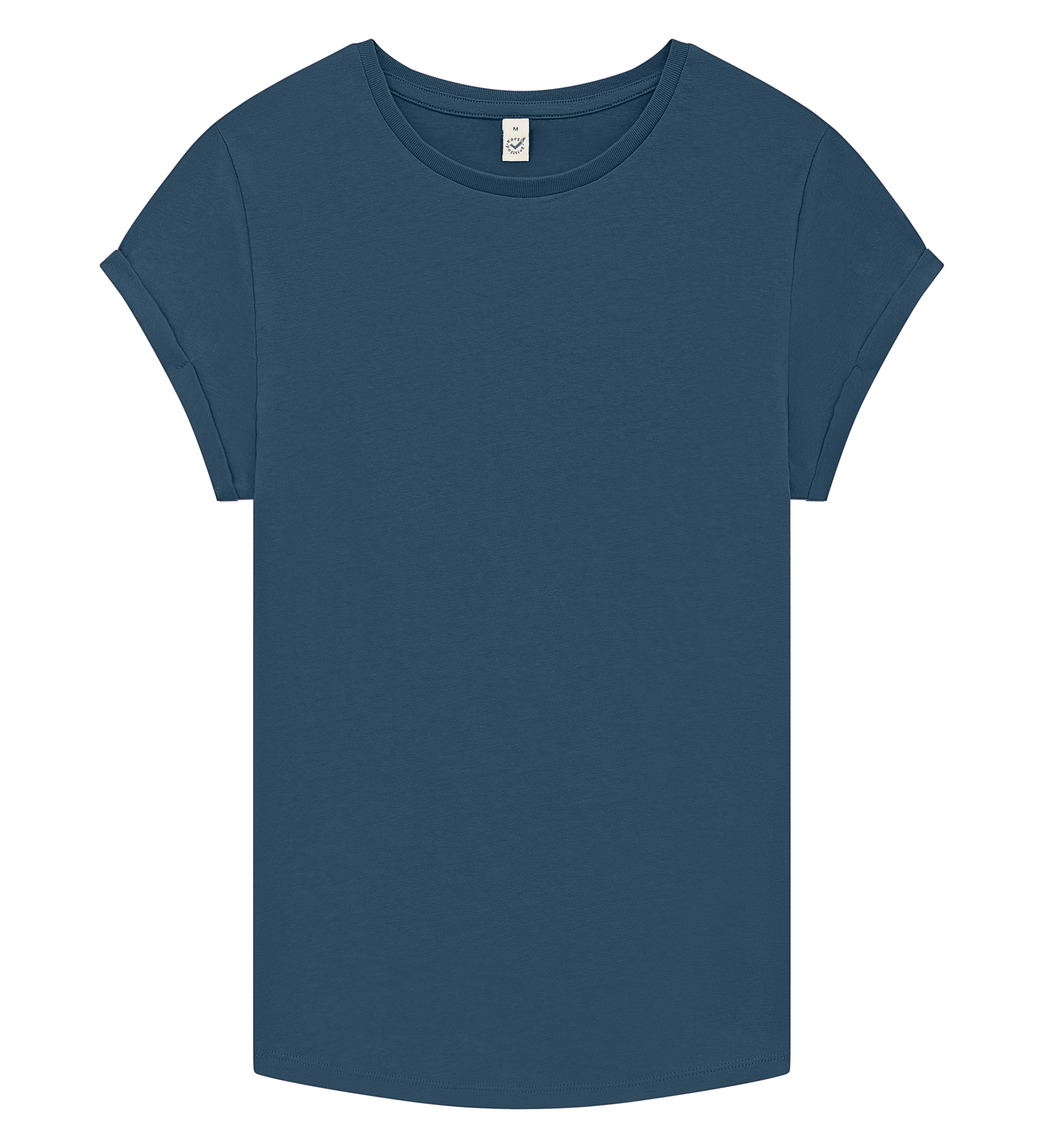 Earth Positive Women's Rolled Sleeve T-shirt EP16 in Stone Washed Denim