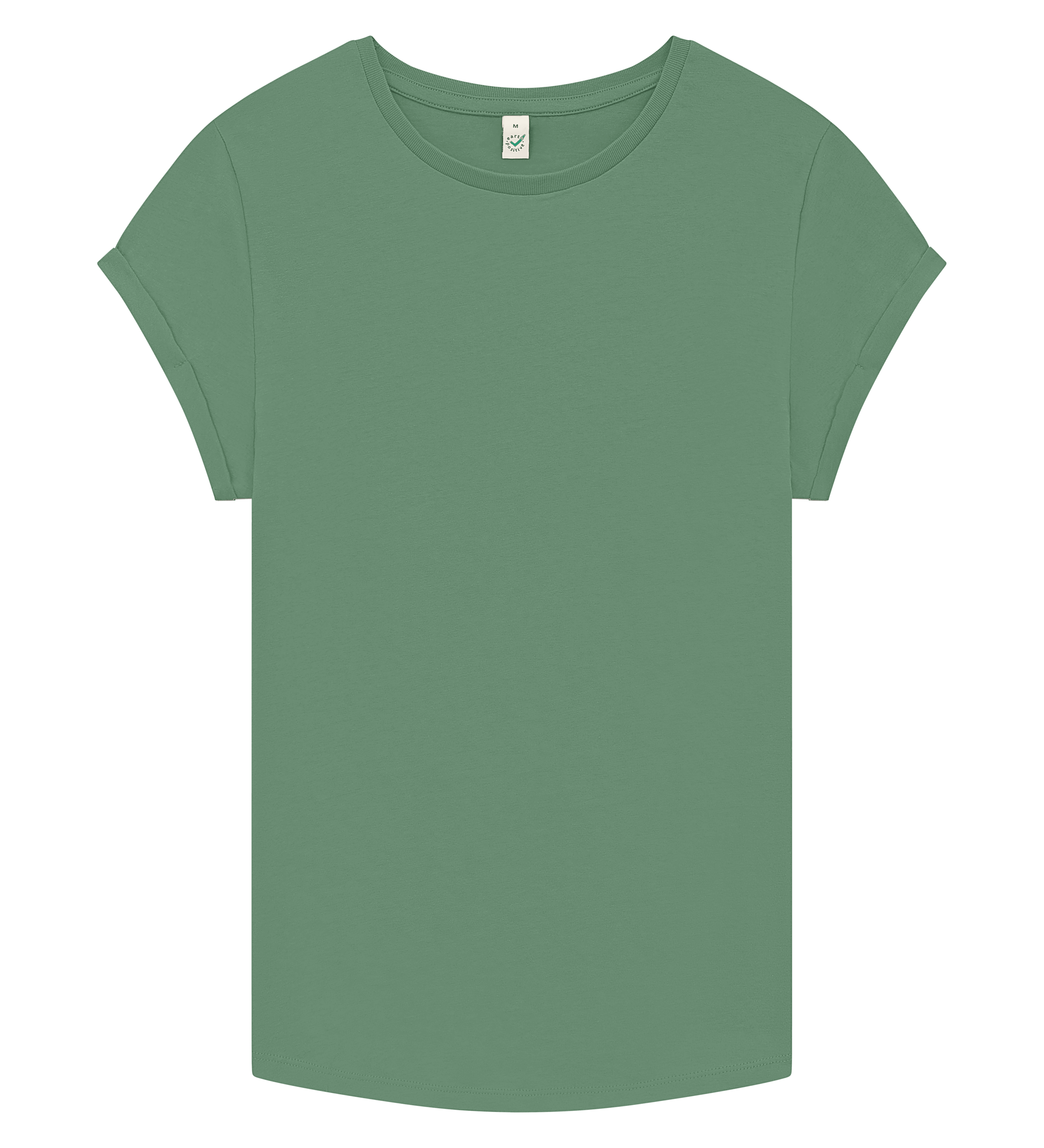 Earth Positive Women's Rolled Sleeve T-shirt EP16 in Stone Washed Sage Green