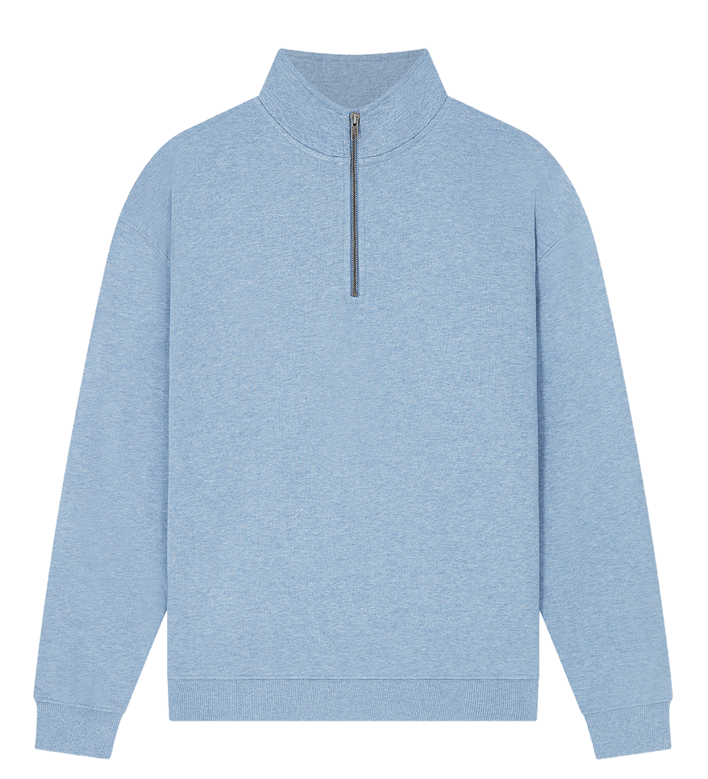 Earth Positive 1/4 Zip Sweatshirt EP307 in Light Blue Heather