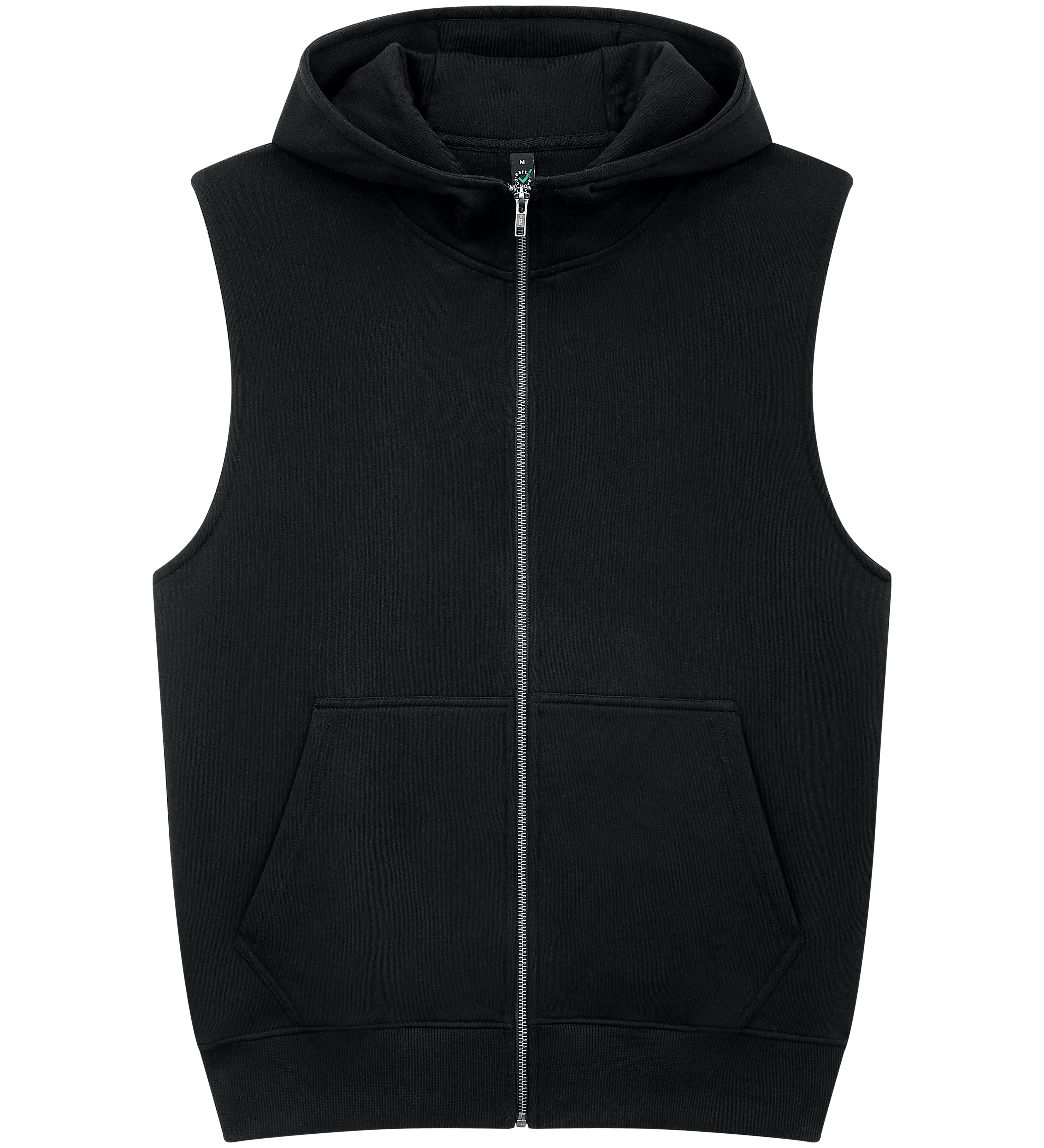 Earth Positive Sleeveless Full Zip Hoodie EP309 in Black