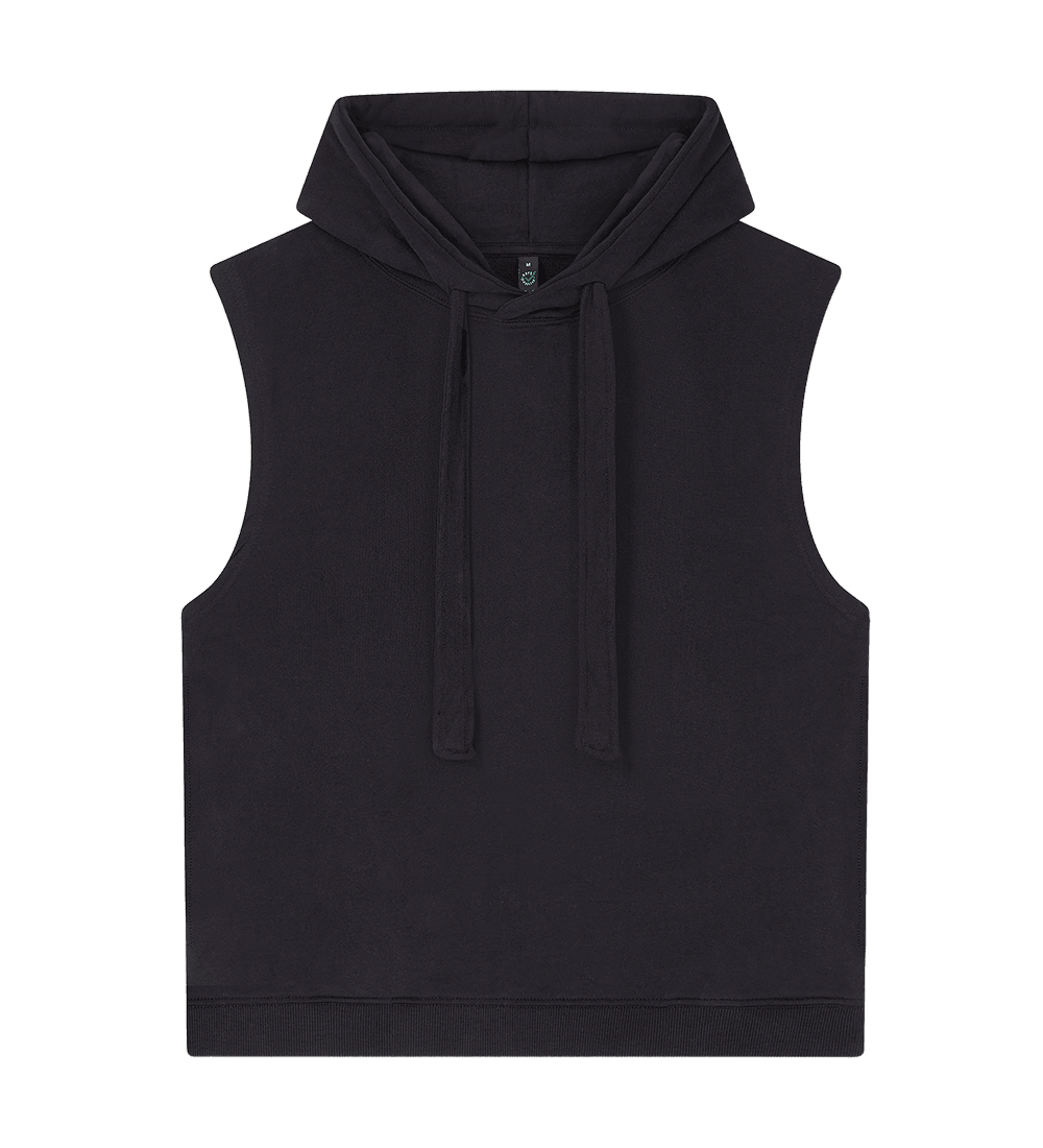 Earth Positive Women's Athleisure Hooded Tank EP316 in Sueded Black