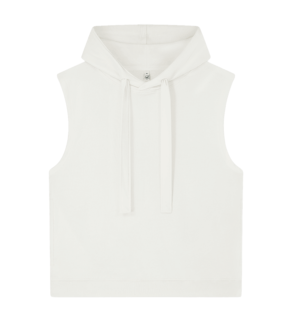 Earth Positive Women's Athleisure Hooded Tank EP316 in Sueded Off White