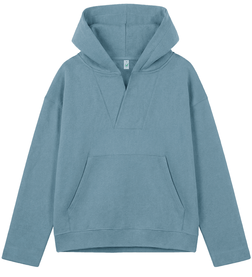 Earth Positive Women's V-Neck Hoodie EP400 in Blue Dusk