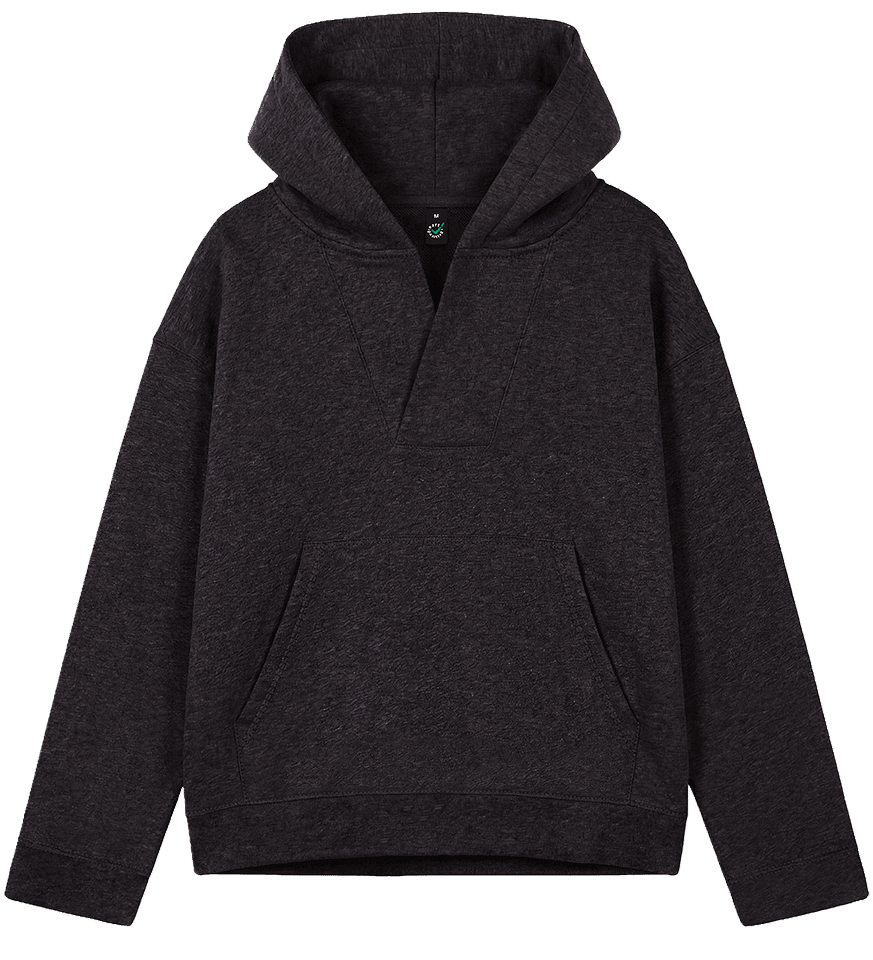 Earth Positive Women's V-Neck Hoodie EP400 in Black Heather