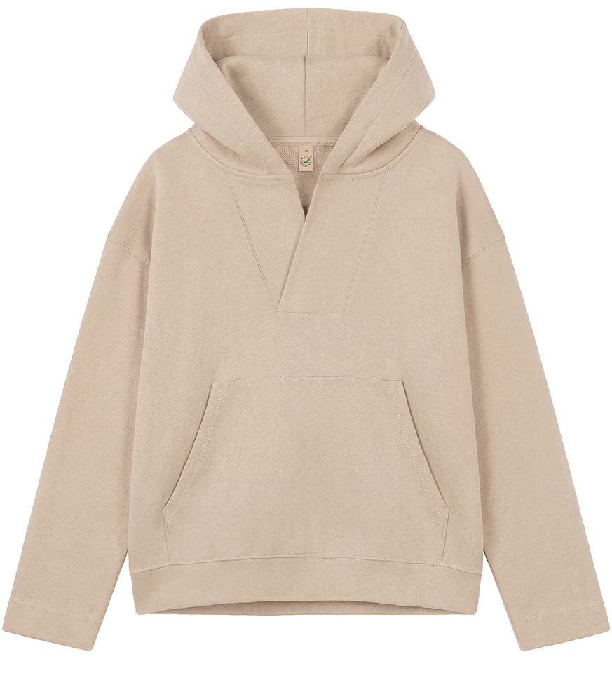 Earth Positive Women's V-Neck Hoodie EP400 in Fawn