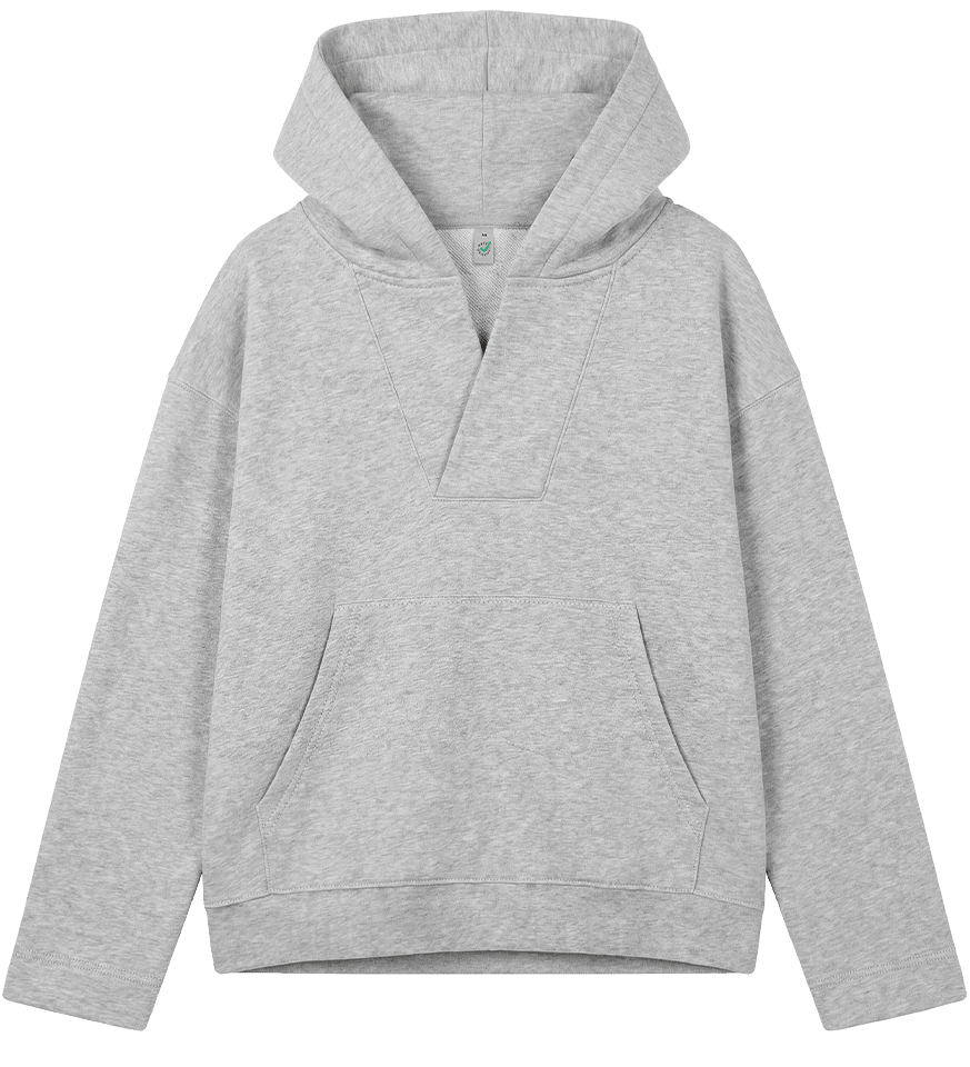 Earth Positive Women's V-Neck Hoodie EP400 in Light Heather