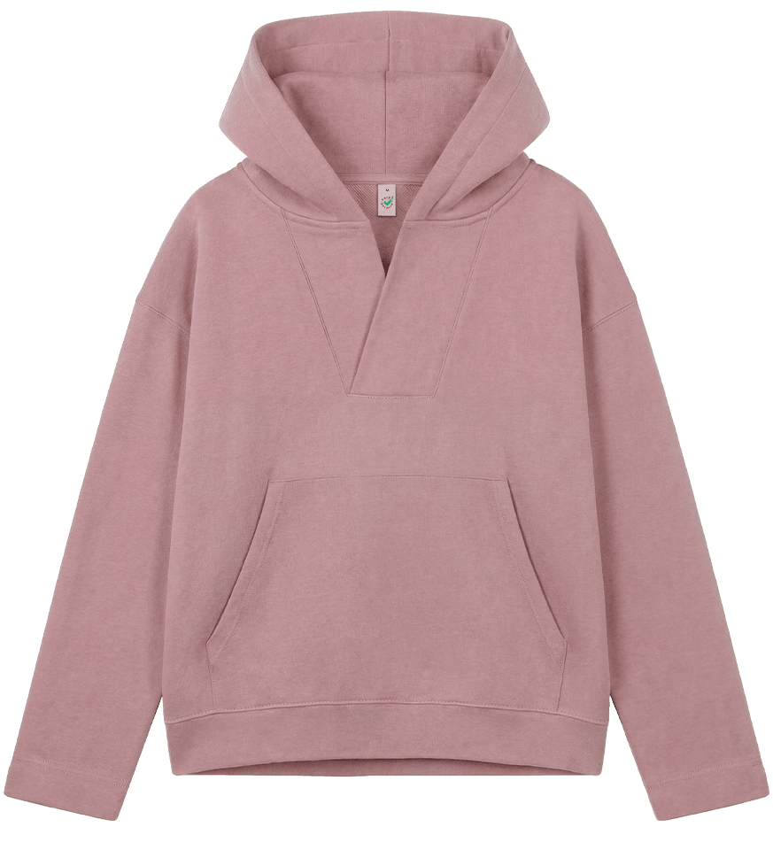 Earth Positive Women's V-Neck Hoodie EP400 in Miami Pink