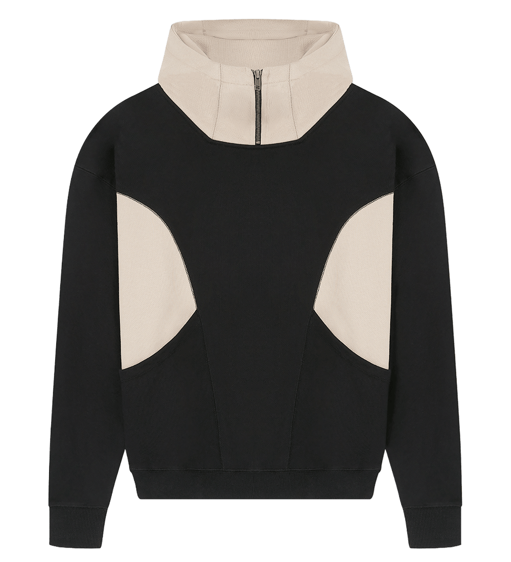 Earth Positive Colour Panelled Hoodie EP550 in Black/Fawn